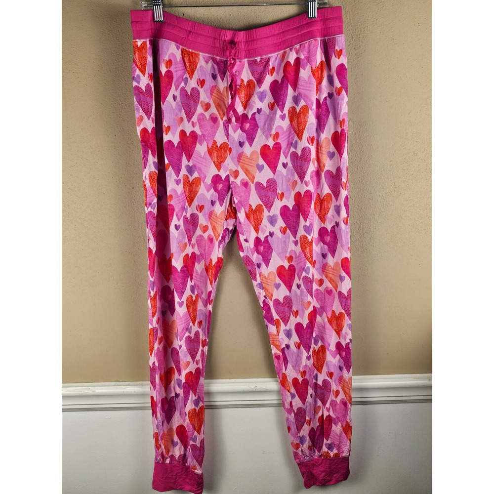 Little Sleepies Womens Pink Heart Valentine Bamboo Lounge Sleep Pajama Pants XL